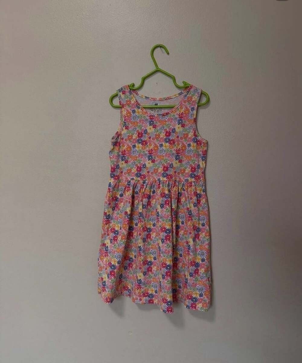 H&M Girls Colorful Daisy Floral Sleeveless Summer Dress Size 6X/7